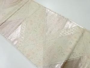 アンティーク　鶴に宝づくし・花古典柄模様織出し袋帯（材料）